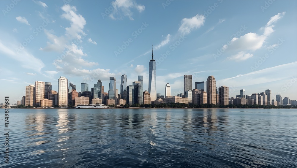 Fototapeta premium Sea View with Modern Skyscrapers Skyline
