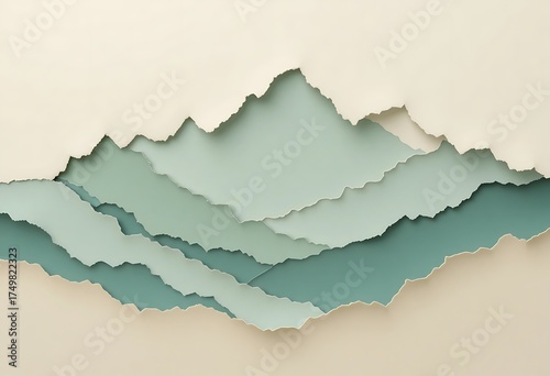 Abstract torn paper mountain landscape background