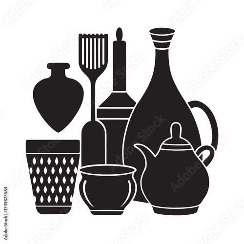 Clay Pottery Collection Silhouette Design