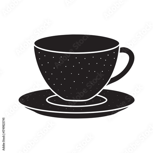 Earthen Teacup And Saucer Silhouette Artwork