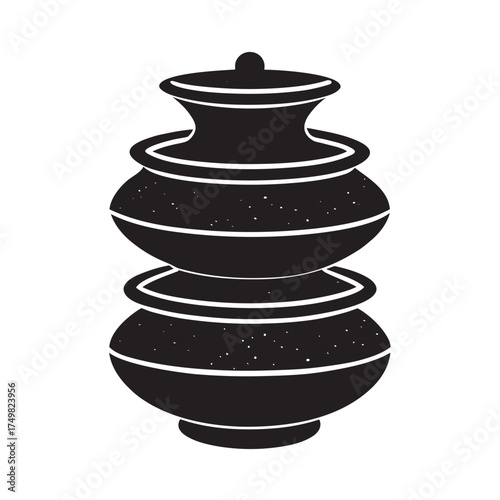 Rustic Earthen Pot Stack Silhouette Design
