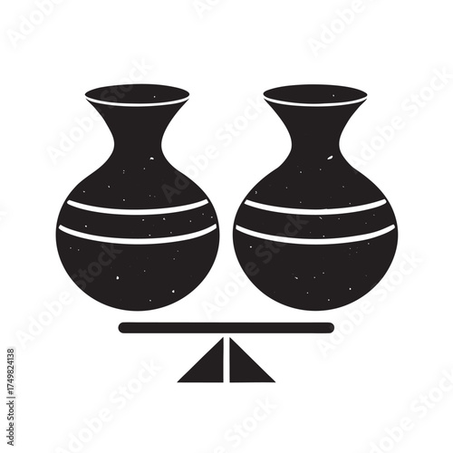 Twin Clay Pot Set Silhouette Illustration