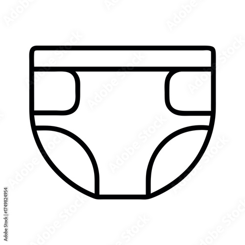 Simple line art icon of a diaper for babies or adults