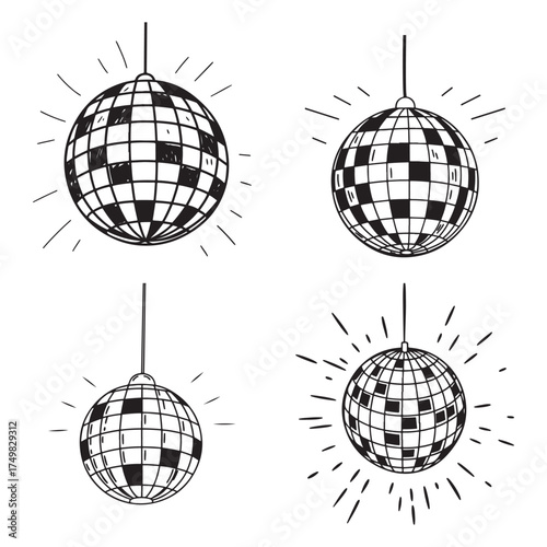 disco ball vector icons set