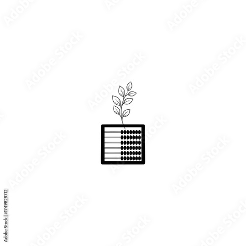 Abacus of calculation supports growth of a plant, with leaves