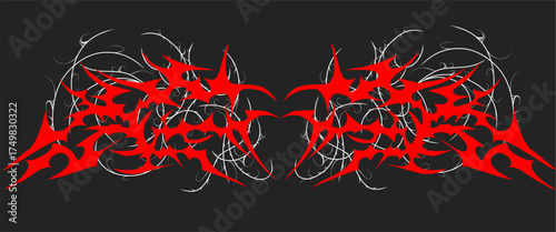 Neo tribal abstract symmetrical design featuring sharp spikes and a cyber gothic aesthetic for tattoos or graphic art.