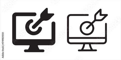 Reach your target audience with this modern computer screen icon, perfect for business, strategy, and online marketing materials to deliver impactful messaging vector illustration