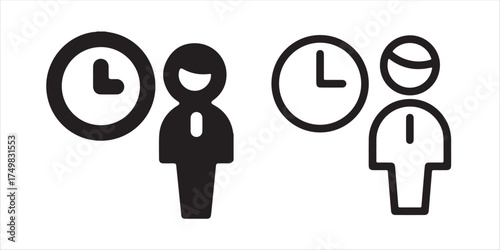 Time management icons show efficiency and appointments scheduled on time, deadlines met, punctuality celebrated in a modern minimalist style vector illustration