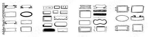 Collection of hand drawn banners and frames for text boxes and labels