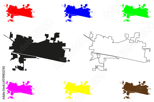 Rio Bravo city (United Mexican States, Mexico, Tamaulipas State) map vector illustration, scribble sketch Ciudad Río Bravo map