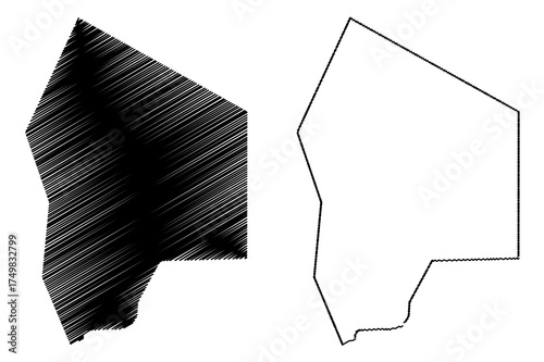 Ennedi-Ouest Region (Regions of Chad, Republic of Chad) map vector illustration, scribble sketch Ennedi Ouest map