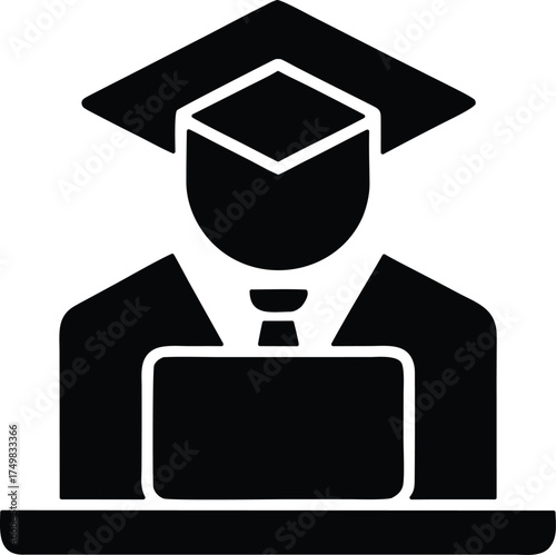 Virtual Teacher vector icon.
