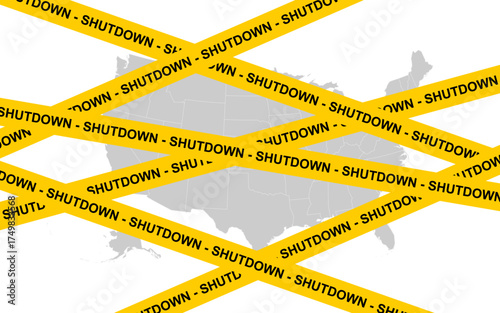 Government shutdown vector image with usa map, Government shutdown and usa map stock image