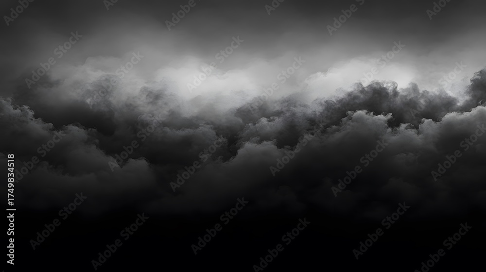 Obraz premium Dark storm clouds fill the sky with dramatic light and shadow.