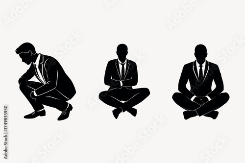 Business man and woman practicing yoga vector illustration