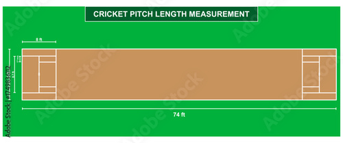 cricket field length measurement vector illustration isolated on white background.