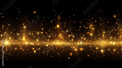 Wallpaper Mural Golden glitter and star particles with magical stardust effects on transparent background, shining with festive luxury. Torontodigital.ca