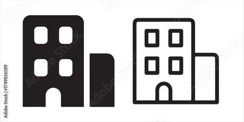 Office building icon isolated on white background, symbol of real estate