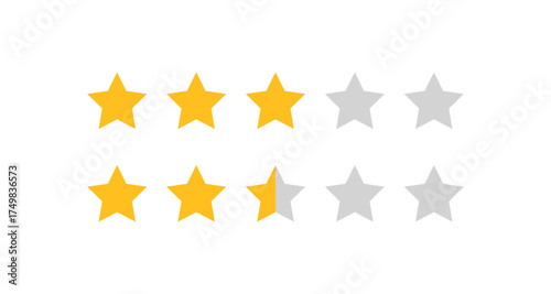 Minimalist star rating system with yellow and gray stars