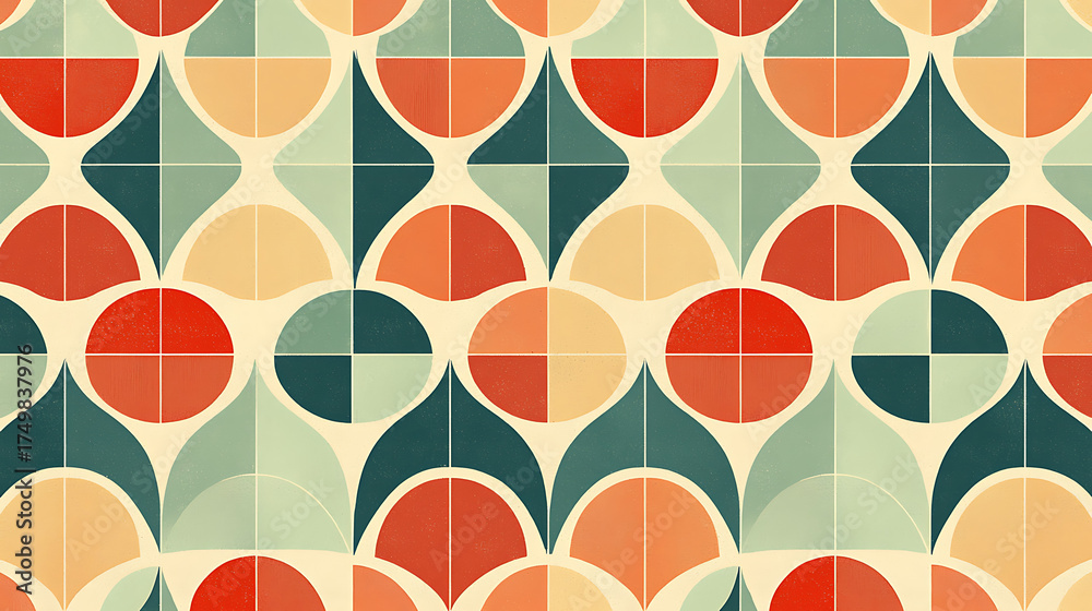 A colorful pattern of squares and circles