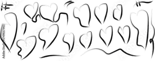 Abstract Black and White Heart Design with Hand Drawn Appearance