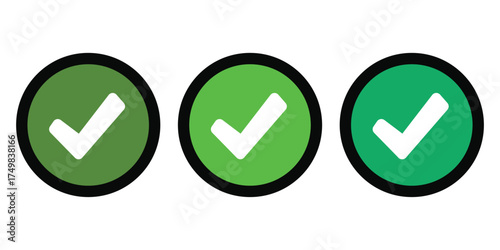 Check box tick mark icon set button correct right wrong buttons or yes or no checkmark red cross green tick vector illustration. 