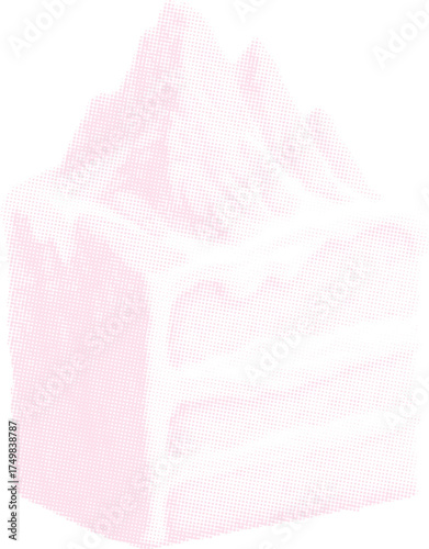 Abstract ice cube mountain range concept art. Minimalist halftone graphic with frosty peaks, ideal for cool beverage branding, a modern logo, or refreshing lifestyle designs.