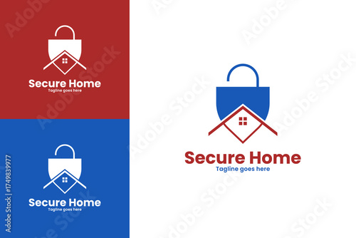 Secure home shield logo design template vector illustration