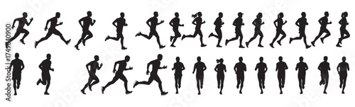 silhouettes depicting men and women running and jogging in various strides and angles