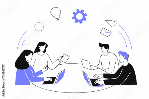 Brainstorming Session Vector Art: Collaborative Teamwork, Creative Thinking, and Strategic Business Planning for Innovation and Growth
