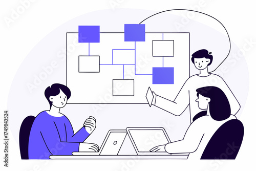 Organizational Chart Illustration: Visualizing Business Structure, Team Hierarchy, and Employee Relationships with a Modern and Collaborative Approach to Management