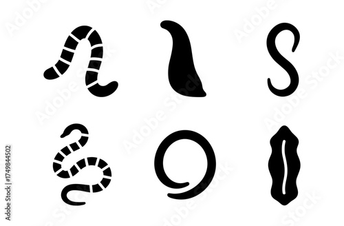 Fascinating abstract worm and amoeba silhouette collection for modern design