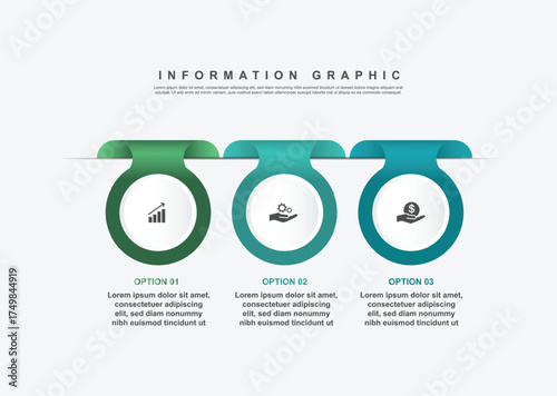 modern design template banner infographic. 3 step process information or presentation with icons