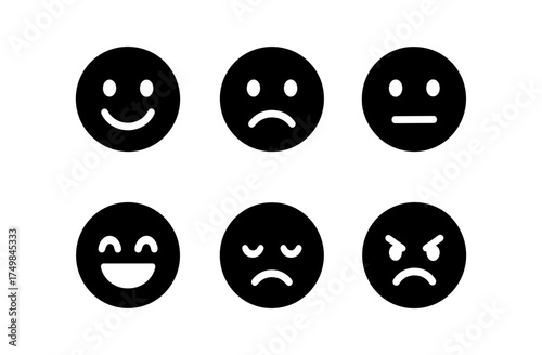 Collection of silhouette emoji faces showing various emotions