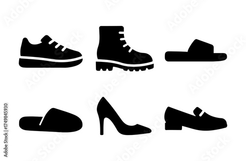 Diverse footwear silhouettes for fashion and design projects