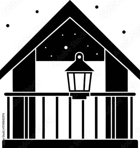 house trapped in a cage with chain illustration