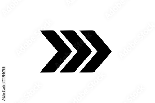 Minimalist Black Triple Chevron Right Arrow Icon
