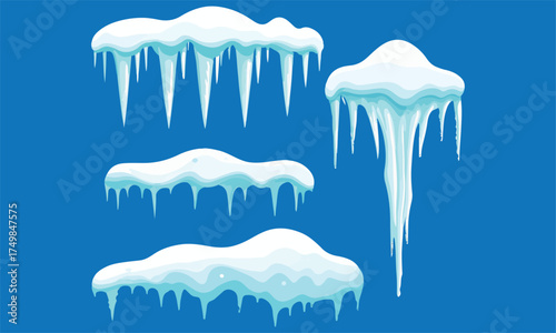 Beautiful icy illustrations of snow caps and icicles — perfect for winter themes, digital art, and festive designs. Add a chilling yet charming touch to your creative projects with these frozen visual