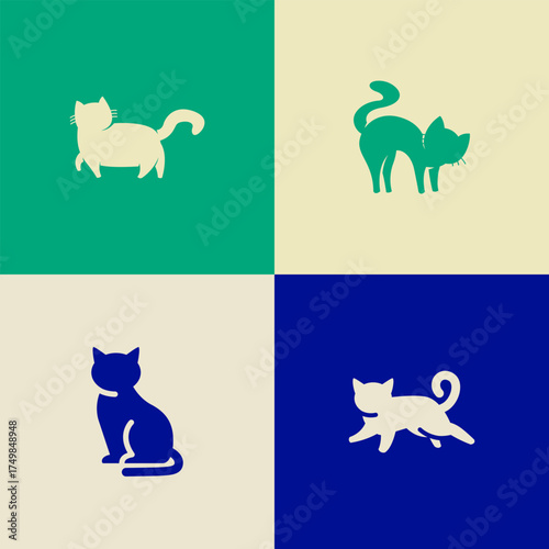 Minimalist Cat Logo Bundle - Simple Animal Pet Brand Identity Vector Set for Business