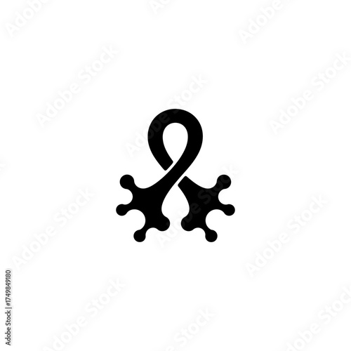 Stylized amphibian foot graphic with an overlapping design, black on a white background