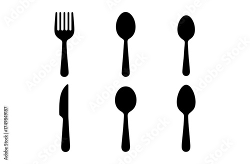 Minimalist black kitchen utensils silhouette collection