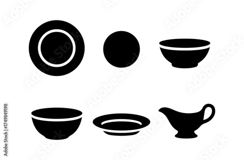 Silhouette kitchenware collection: plates, bowls, and gravy boat