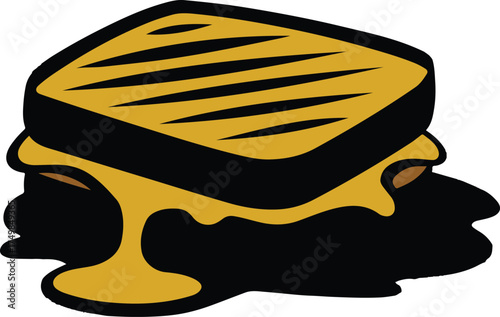 Melted butter illustration with dripping texture and dark outline design