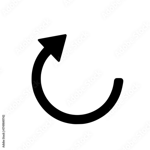 Black Curved Arrow Refresh Redo Icon Isolated
