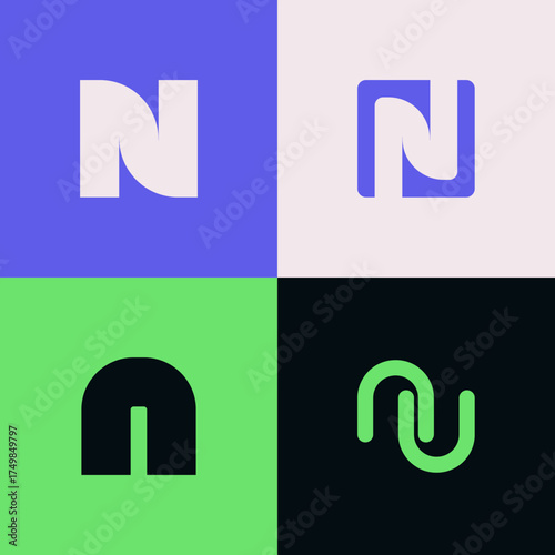 Letter N Logo Bundle - Modern Geometric Monogram Brand Identity Vector Set for Business
