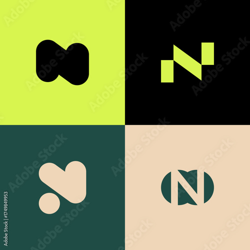Letter N Logo Bundle - Modern Geometric Monogram Brand Identity Vector Set for Business