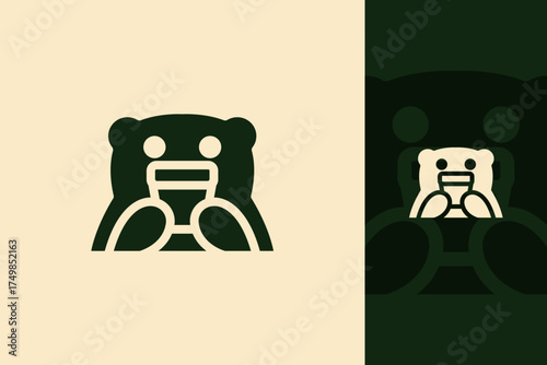 Bear Coffee Logo Design - Cafe Shop Animal Mascot Brand Identity Vector for Coffee Business