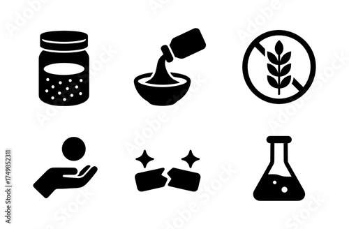 Minimalist icons for food allergy and science concepts