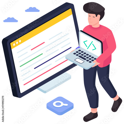 Modern design illustration of programmer 