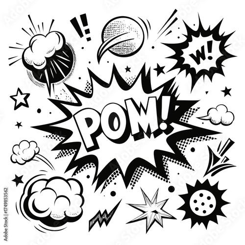 Comic book style sound effects and explosions collection